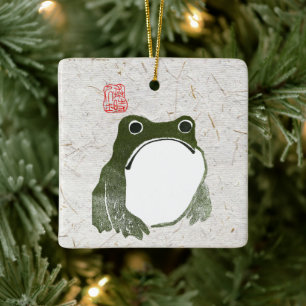 Grumpy japans kikker Toad 19e eeuw Keramisch Ornament