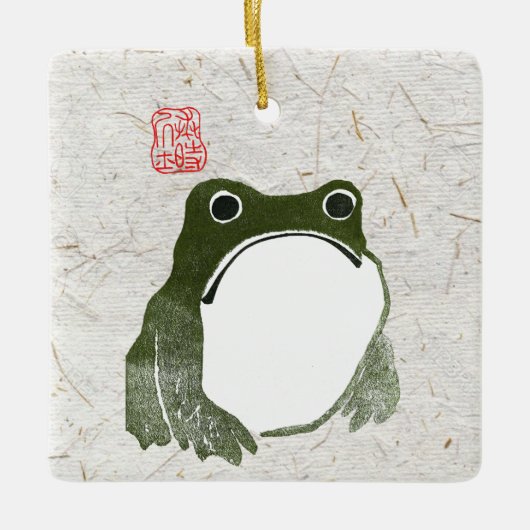 Grumpy japans kikker Toad 19e eeuw Keramisch Ornament (Voorkant)