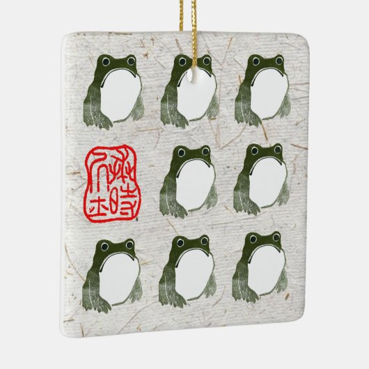 Grumpy japans kikker Toad 19e eeuw Keramisch Ornament (Rechts)