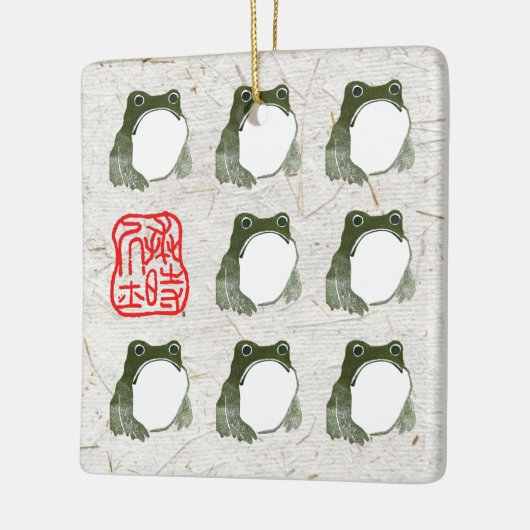 Grumpy japans kikker Toad 19e eeuw Keramisch Ornament (Links)