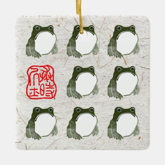 Grumpy japans kikker Toad 19e eeuw Keramisch Ornament (Voorkant)