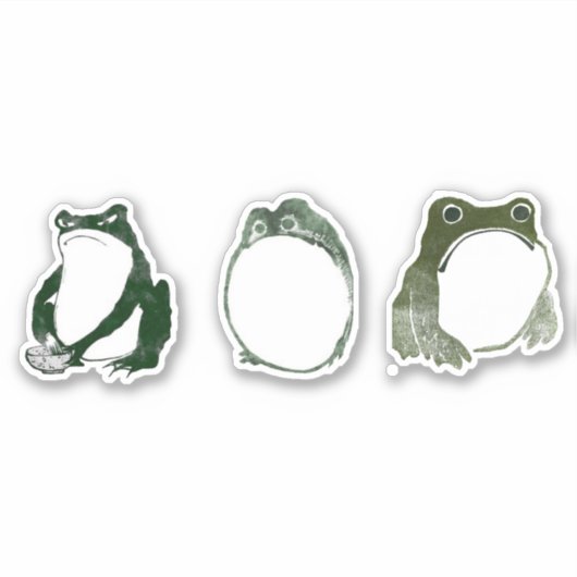 Grumpy japans kikker Toad 19e eeuw Sticker (Voorkant)