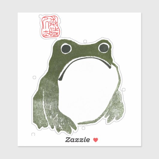 Grumpy japans kikker Toad 19e eeuw Sticker (Vel)
