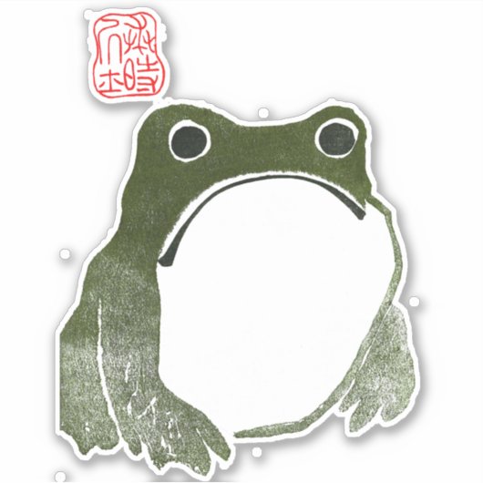 Grumpy japans kikker Toad 19e eeuw Sticker (Voorkant)