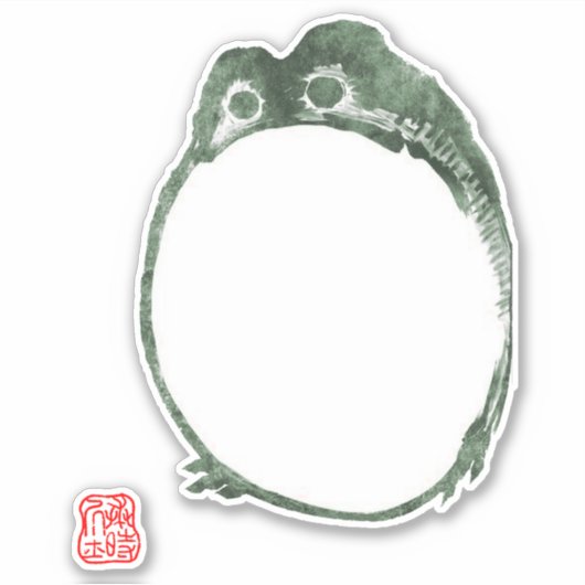 Grumpy japans kikker Toad 19e eeuw Sticker (Voorkant)