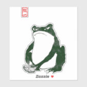 Grumpy japans kikker Toad 19e eeuw Sticker (Vel)