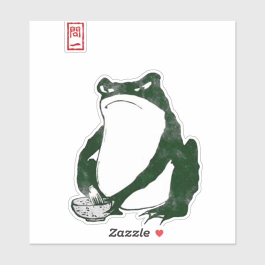 Grumpy japans kikker Toad 19e eeuw Sticker (Vel)