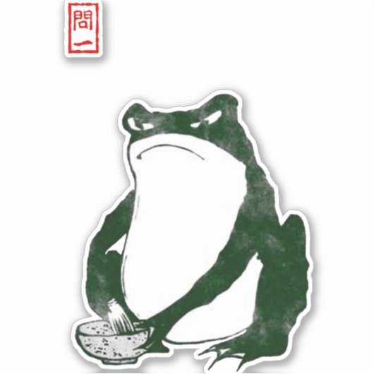 Grumpy japans kikker Toad 19e eeuw Sticker (Voorkant)