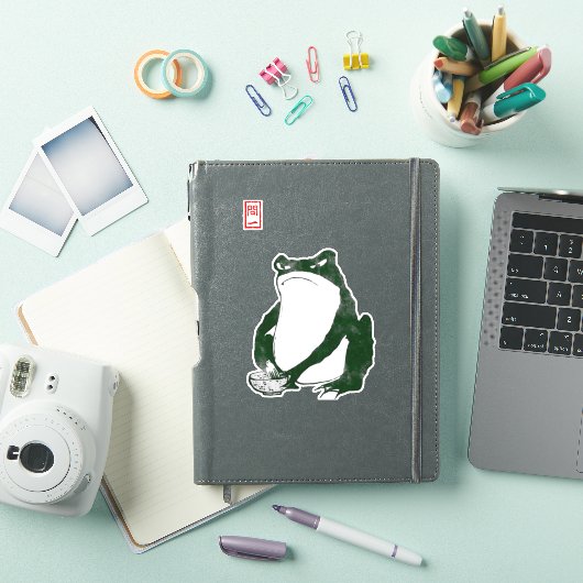 Grumpy japans kikker Toad 19e eeuw Sticker (iPad Cover)