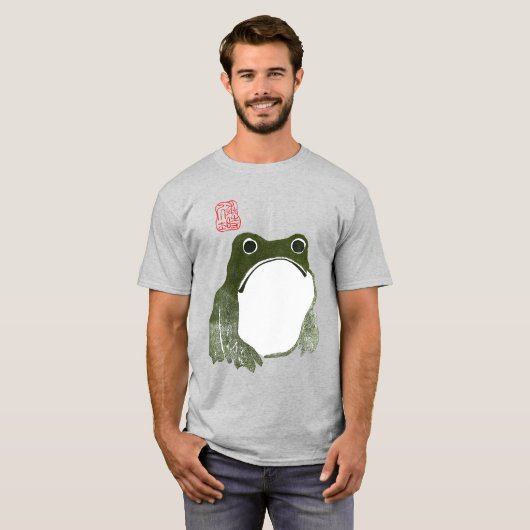 Grumpy japans kikker Toad 19e eeuw T-shirt (Voorkant volledig)