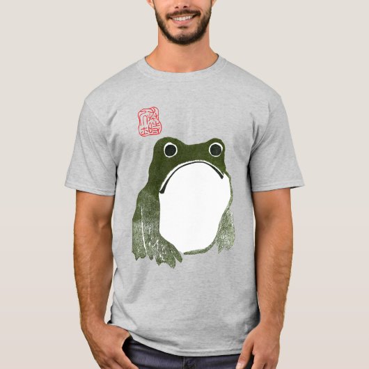 Grumpy japans kikker Toad 19e eeuw T-shirt (Voorkant)