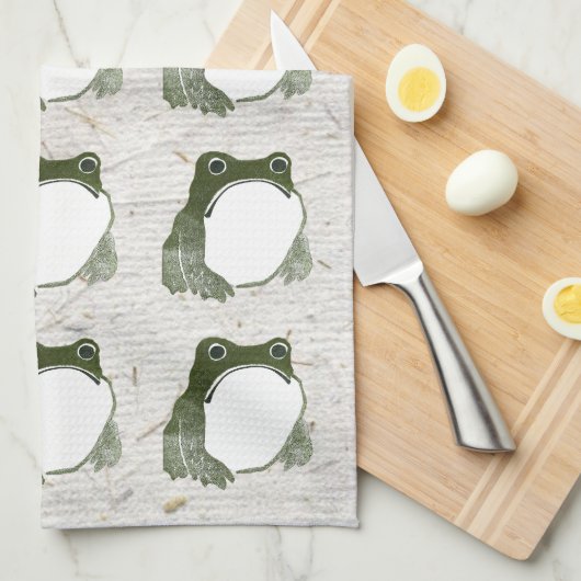 Grumpy japans kikker Toad 19e eeuw Theedoek (Quarter Fold)