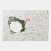 Grumpy japans kikker Toad 19e eeuw Theedoek (Horizontaal)