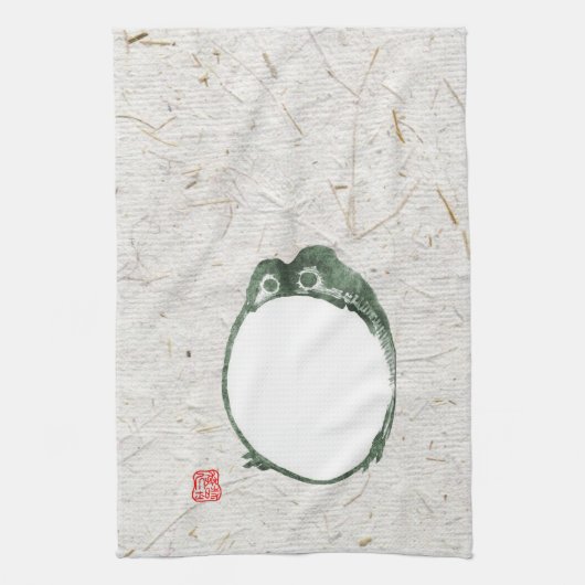 Grumpy japans kikker Toad 19e eeuw Theedoek (Verticaal)