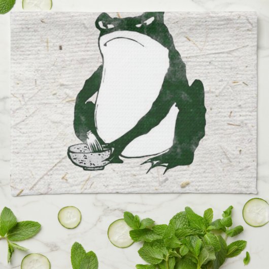 Grumpy japans kikker Toad 19e eeuw Theedoek (Gevouwen)