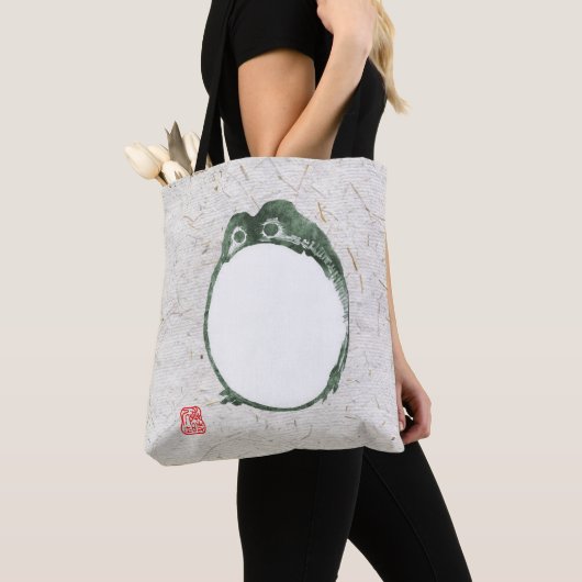 Grumpy japans kikker Toad 19e eeuw Tote Bag (Dichtbij)