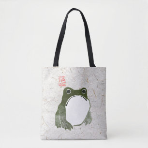 Grumpy japans kikker Toad 19e eeuw Tote Bag