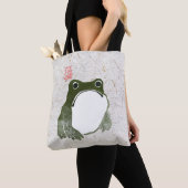 Grumpy japans kikker Toad 19e eeuw Tote Bag (Dichtbij)