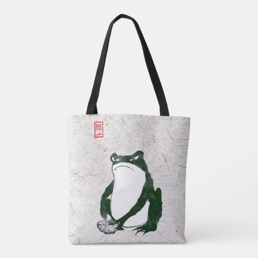 Grumpy japans kikker Toad 19e eeuw Tote Bag (Achterkant)