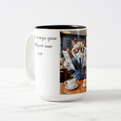 Grumpy Kantoor Cat bij coffeeshop Tweekleurige Koffiemok (Voorkant links)
