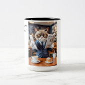 Grumpy Kantoor Cat bij coffeeshop Tweekleurige Koffiemok (Center)