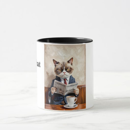 Grumpy Kantoor Cat De krant lezen Mok (Midden)