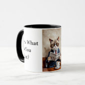 Grumpy Kantoor Cat De krant lezen Mok (Voorkant links)