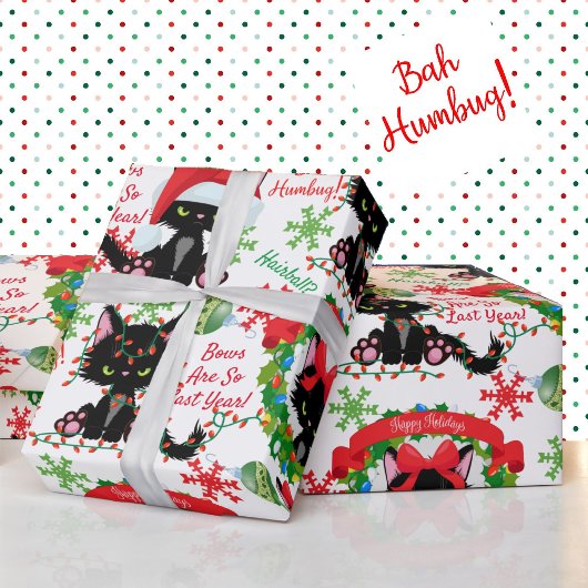 Grumpy Kat Bah Humbug - Kat in Petten Bogen Cadeaupapier