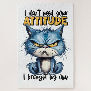Grumpy kat houding grappig dier citaat legpuzzel