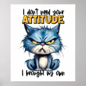 Grumpy kat houding grappig dier citaat poster (Voorkant)