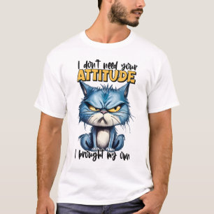 Grumpy kat houding grappig dier sarcastisch citaat t-shirt
