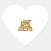 Grumpy kat met koffie hart sticker (Voorkant)