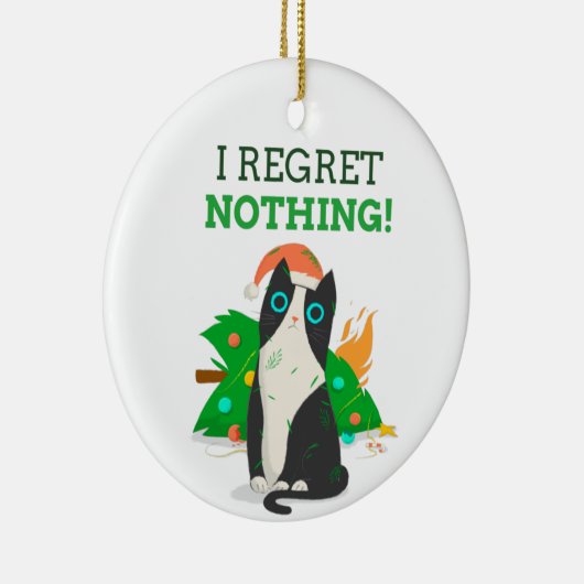 Grumpy kerstkat keramisch ornament (Rechts)