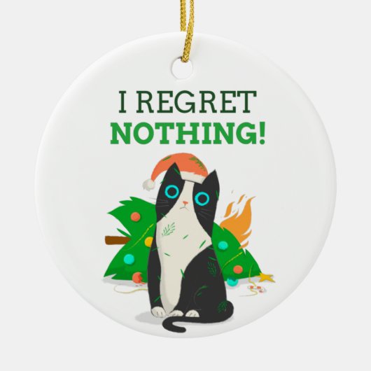 Grumpy kerstkat keramisch ornament (Voorkant)