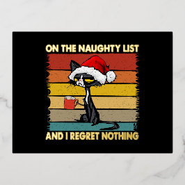 Grumpy kerstkat op de Naughty List Gold Folie Feestdagen Briefkaart