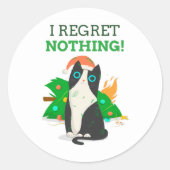 Grumpy kerstkat ronde sticker (Voorkant)