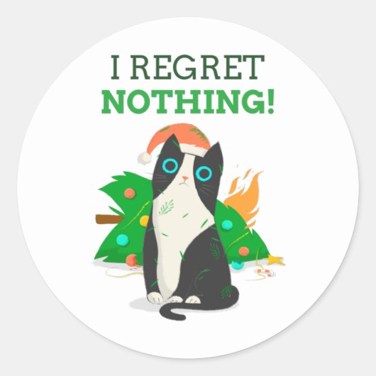 Grumpy kerstkat ronde sticker (Voorkant)