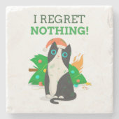 Grumpy kerstkat stenen onderzetter (Voorkant)