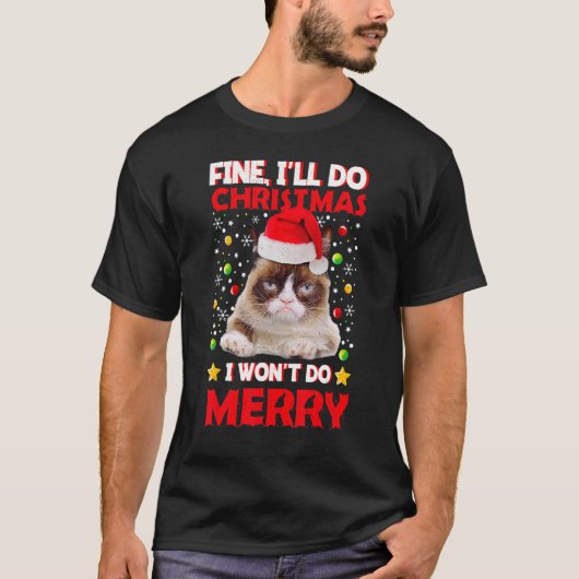 Grumpy Kerstmis met Pun Joke T-shirt (Voorkant)