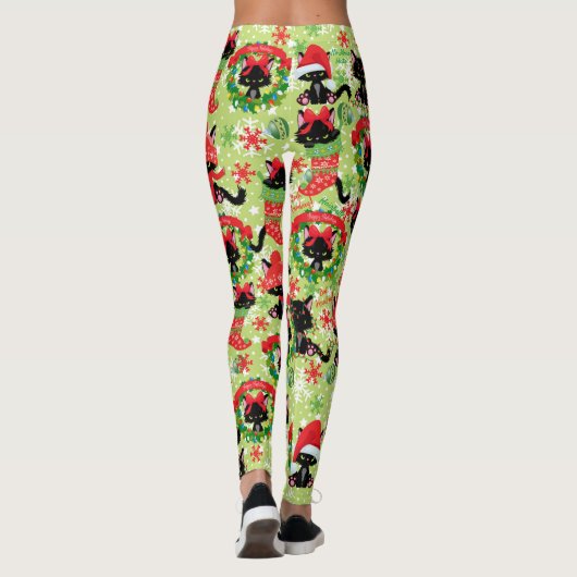 Grumpy Kitty Cat Bah Humbug Kerstmis Leggings (Achterkant)