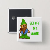 Grumpy Lawn Gnome uit mijn eigen land Vierkante Button 5,1 Cm (Voorkant /achterkant)