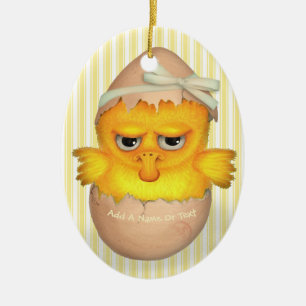 Grumpy Little Chick Keramisch Ornament