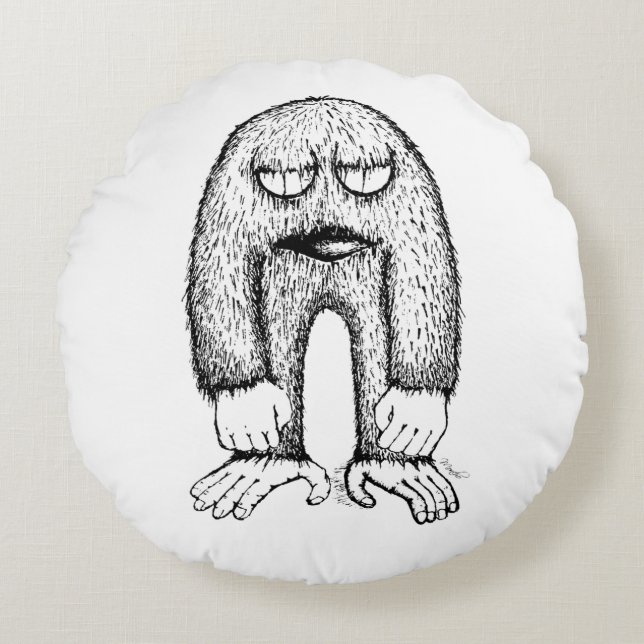 Grumpy Little Monster Indie Art Pillow Rond Kussen (Voorkant)