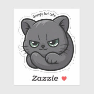 Grumpy maar Schattigee Sassy Cat Illustration Sticker