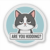 Grumpy Meme Cat – “Are You Kidding?” Funny Cat Sticker (Voorkant)