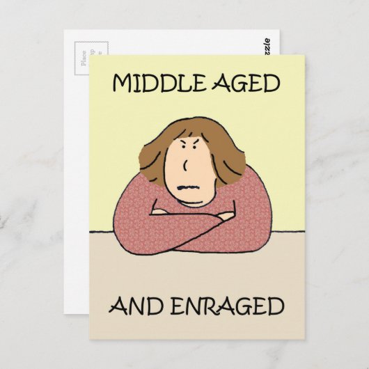 Grumpy Middle Aged Lady Cartoon Humor Briefkaart (Voorkant / Achterkant)