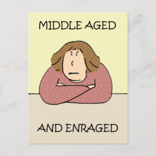 Grumpy Middle Aged Lady Cartoon Humor Briefkaart