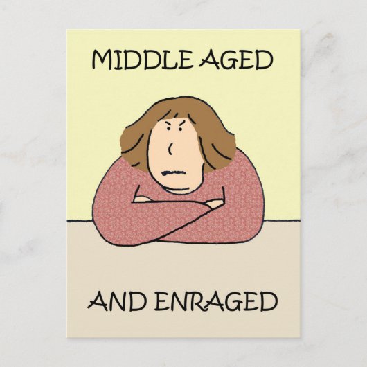 Grumpy Middle Aged Lady Cartoon Humor Briefkaart (Voorkant)