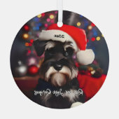 Grumpy Miniatuur Schnauzer met Santa Hat Glas Ornament (Achterkant)