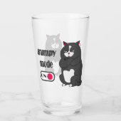 Grumpy mode on funny fat cat glas (Achterkant)